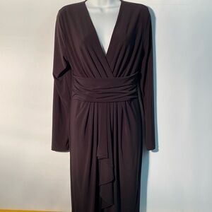 Joseph Ribkoff Deep V-Neck Black Midi Dress